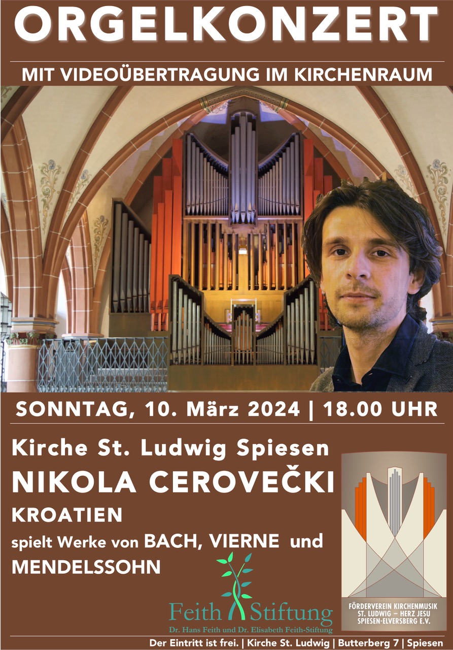 Orgelkonzert am 10. März 2024 in St. Ludwig Spiesen